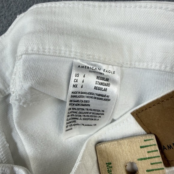 American Eagle Hi-Rise Jeggings Womens Jeans 6 White Next Level Stretch Raw Hem - Picture 5 of 10